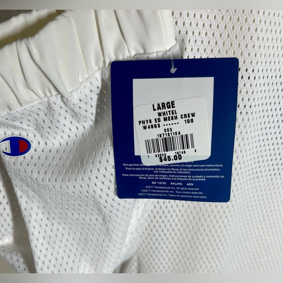 Champion | White Mesh Crew Neck | Long Sleeve | Coverup or Workout Wear | Large - Picture 3 of 3